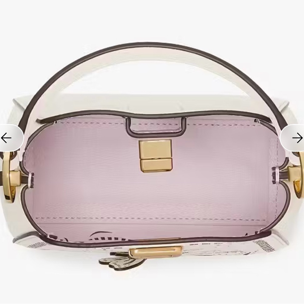 Kate Spade “Phoebe” ivory perforated leather mini crossbody satchel bag purse - Picture 5 of 8